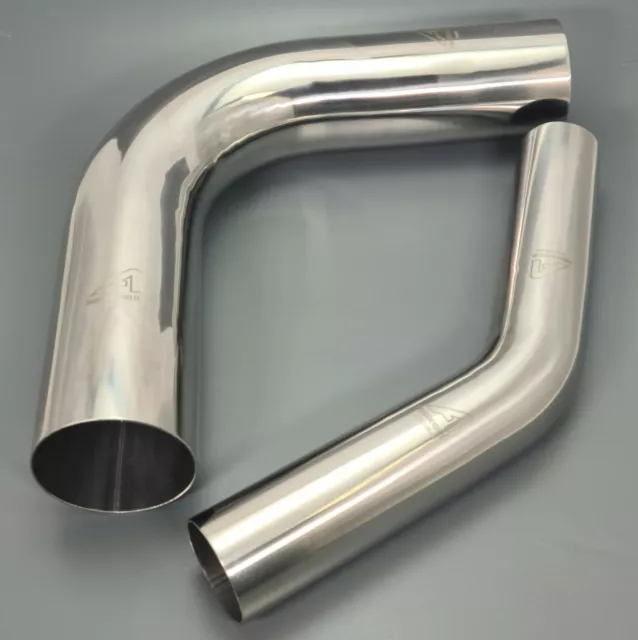 304 Stainless Steel 45 / 90 Degree Mandrel Exhaust Bends - Highly Polished