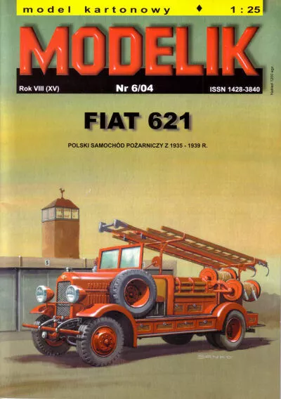 Modelik 6/04 - Fiat 621 Feuerwehr Leiterwagen von 1935 - 1:25