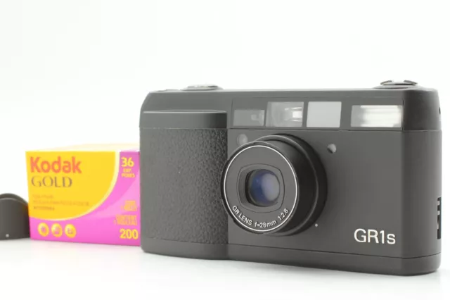 LCD Works [MINT w/ Hood ] Ricoh GR1s Black Point & Shoot Film Camera From JAPAN