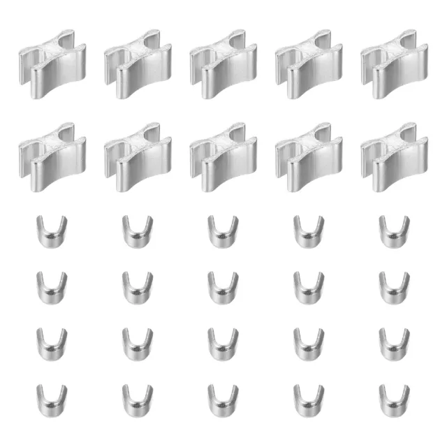 10 Sets Zipper Slider Retainers, #3 Top Stoppers & Bottom Stops, Silver Tone