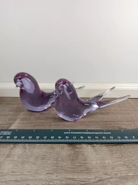 VTG Neodymium Glass 5" Bird Figurine Set Color Change Purple GREEN Alexandrite