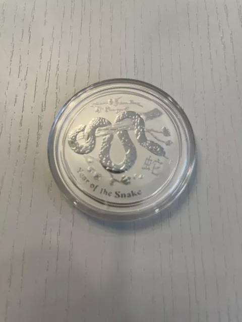 2013 Australia Year Of The Snake 2 Ounce Pure Silver Coin In Capsule .999