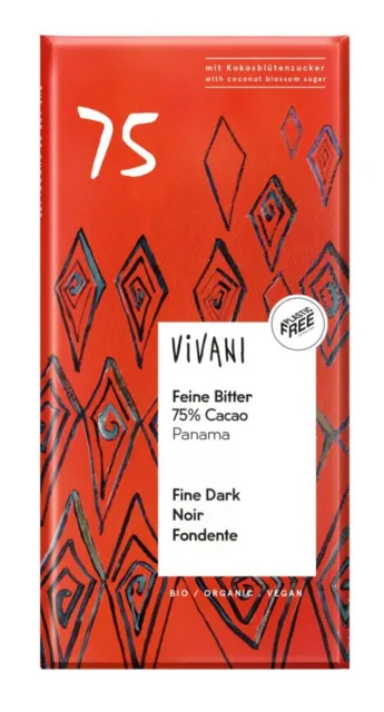 Vivani Feine Bitter 75% Cacao Schokolade Kokosblütennektar vegan bio 80 g