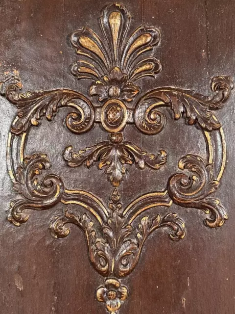 1700's Louis XIV Style French Antique Painted/Gilded Oak Wood Panel 3