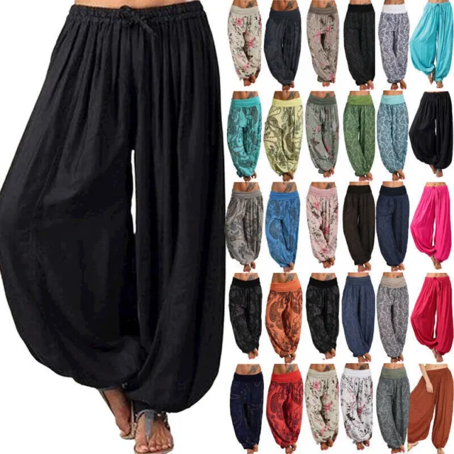 Plus Size Women Boho Yoga Baggy Loose Harem Pants Ali Baba Hippy Hareem Trousers