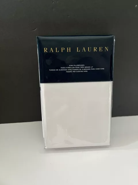 Ralph Lauren Palmer Percale Standard Pillowcase Set/2 Polo Navy White NWT