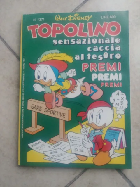 Fumetto TOPOLINO n. 1371 del 7/3/1982 - Ed. Mondadori -con Figurine Alfa Romeo