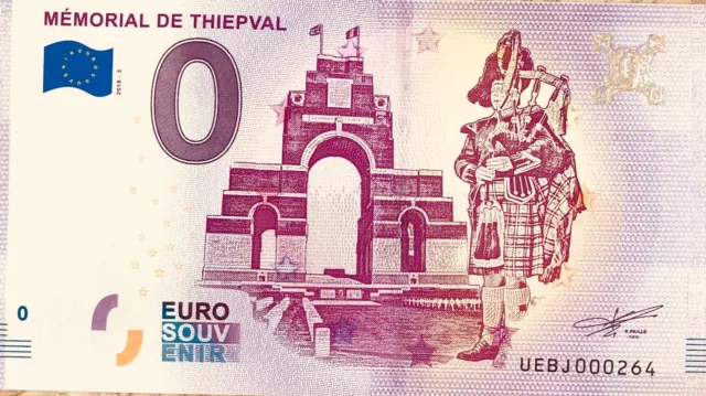 Billet 0 Euro Souvenir Touristique Memorial De Thiepval 2018-3