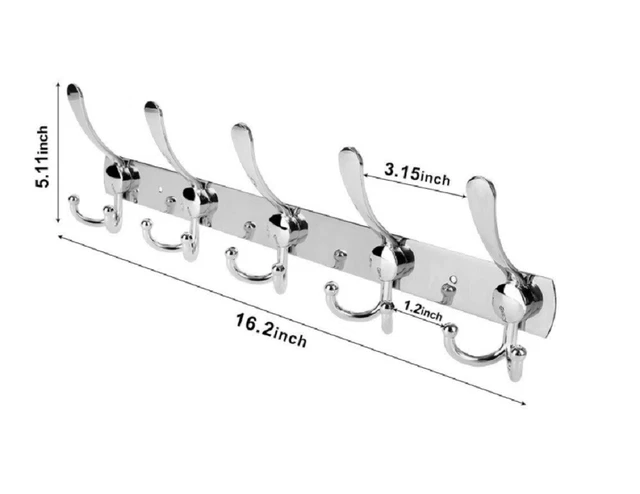 15 Hooks Stainless Steel Coat Robe Hat Clothes Wall Mount Hanger Towel Rack US 2