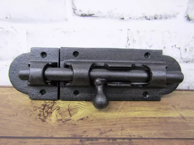 New Rustic Heavy Duty Black 10" Wrought Iron Big Barn Door Bolt Lock Latch