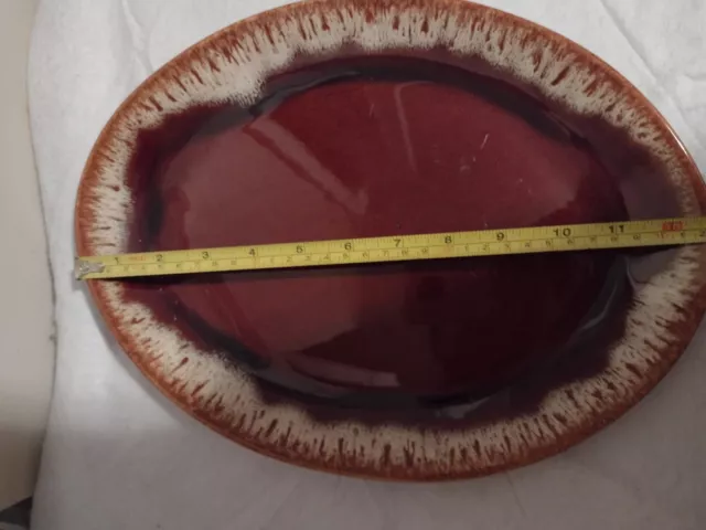 Vintage Oval Brown Drip Glaze Platter Pottery USA 13 x 10" NICE!