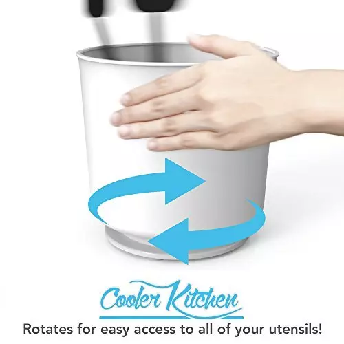 Extra Large And Sturdy Rotating Utensil Holder With No-Tip Weighted Base, And By 3