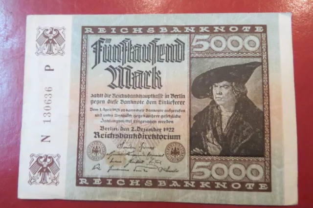 Reichsbanknote  Fünftausend Mark vom 2. Dezember 1922