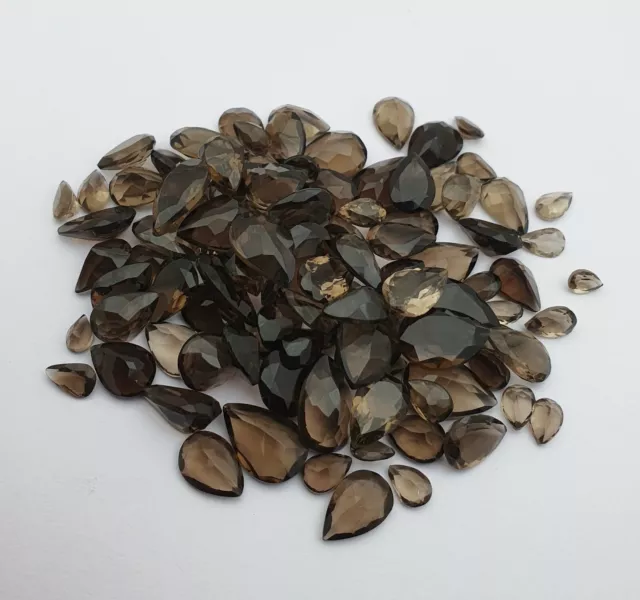 Natural Smoky Quartz Pear Cut Loose Gemstone Lot 52 Pcs 4*6-12*16 MM 100 CT 2