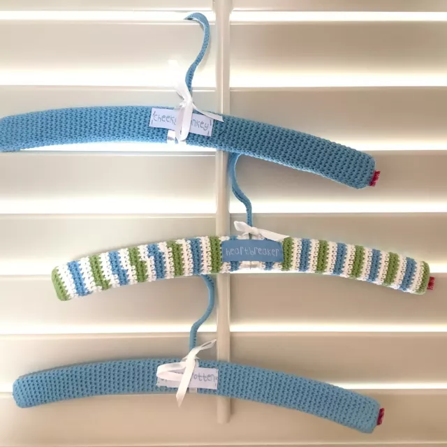 Bombay Enten 3er Set blau gehäkelt Kinderzimmer Mantel Kleiderbügel Junge neu Baby Dusche Geschenk 3