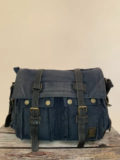 BELSTAFF 554 BLU TRACOLLA COLONIAL MESSENGER Bag LEGEND MALENOTTI