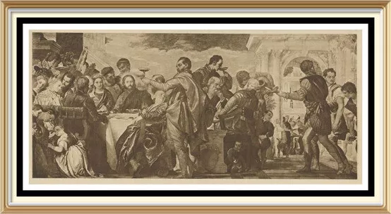 Original 1901 Old Antique VERONESE Art Print MARRIAGE AT CANA Water to Wine