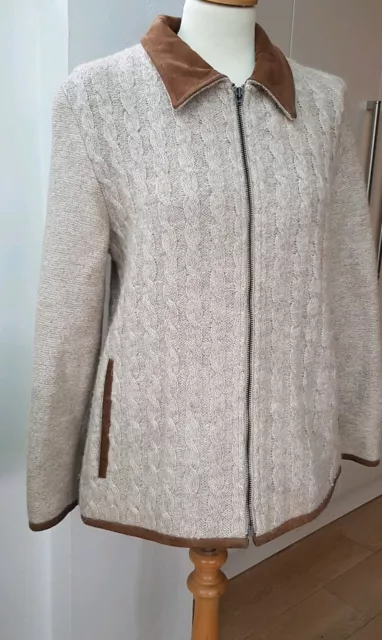 Gottstein Wool Suede Knitted Jacket Cardigan Size 14 Vintage