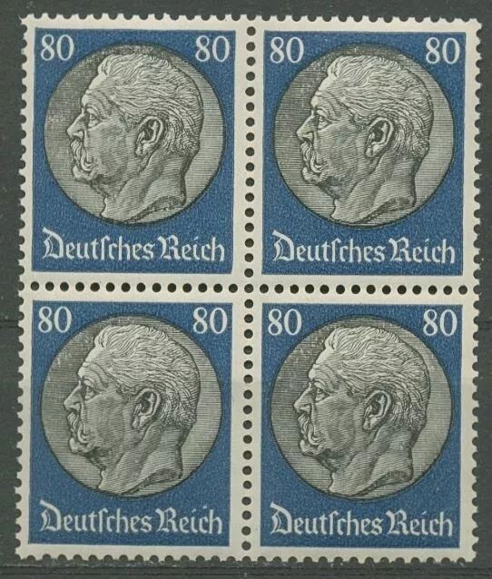 Deutsches Reich 1933 Paul von Hindenburg 4er-Block mit WZ 4, 527 postfrisch