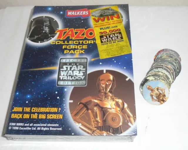 1996 Sealed/unopened Tazo Collectors Force Pack (Star Wars) with set of 50 Tazos