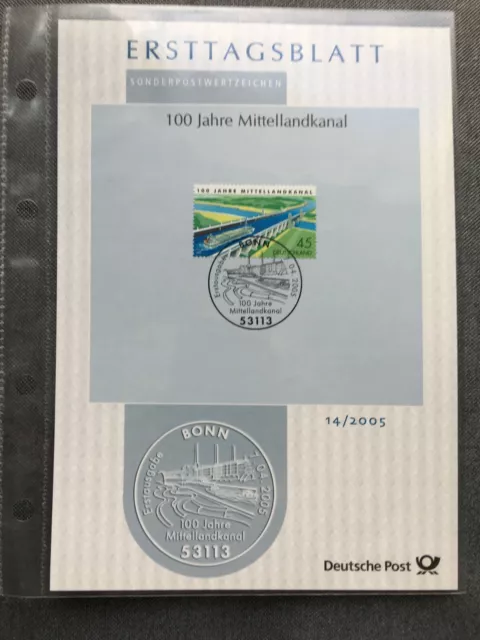 Ersttagsblatt 100 Jahre Mittellandkanal 2454 14/2005 ETB