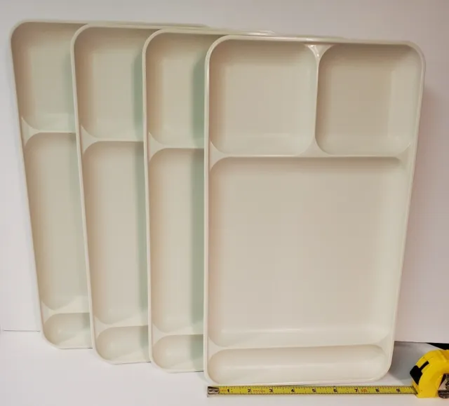 4 Tupperware Divided Lunch Trays Almond 1535-4 PC41