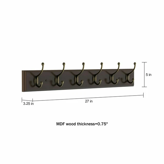 27 Inch Brown Wooden Coat Rack Hallway Entryway Towels Clothes Decorative 2