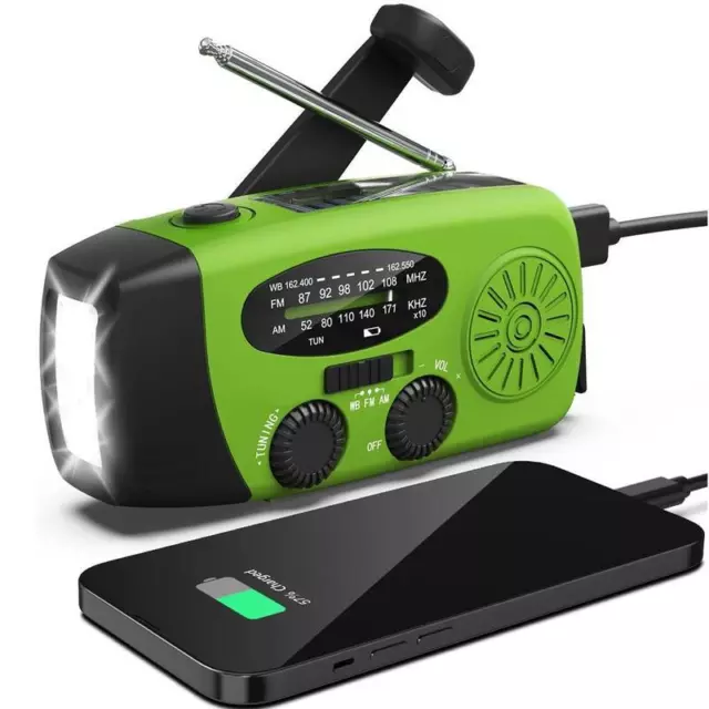 Emergency Hand Crank Radio with 2000mAh Power Bank Phone Charger
