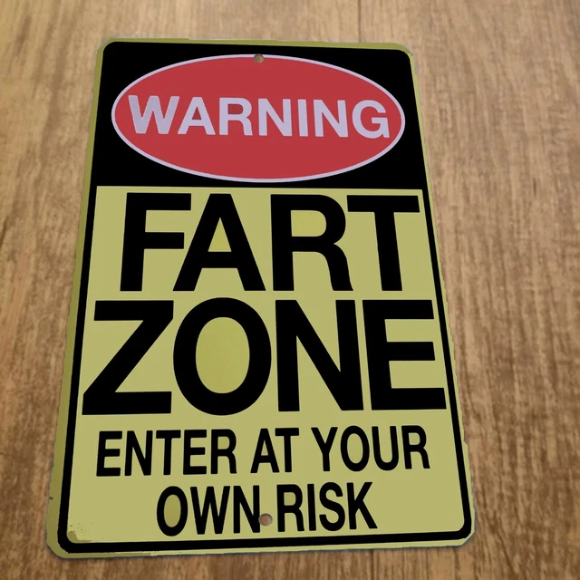 Cartello in metallo con scritta Warning Fart Zone Enter at Your Own Risk, decorazione da parete in stile vintage, per casa, bar, caffetteria, 30,5 x 20,3 cm