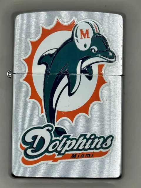 Vintage 2000 Miami Dolphins NFL Chrome Zippo Lighter NEW