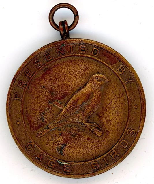 Antique bronze medal medallion Presented By Cage Birds early 20th century