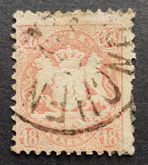 Bayern 1870, 18 Kr. "Staatsw. a. S." (Mi.Nr. 27Xa ), gest./geprüft