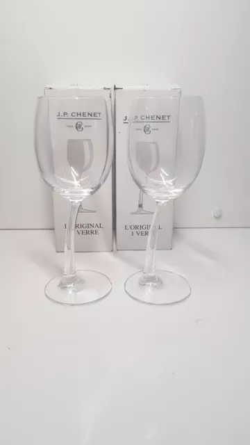 New 2 x J P Chenet Wonky Wine Glasses Unused In Boxes Novelty Gift!