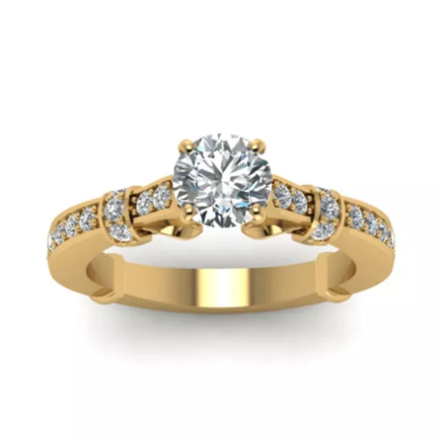 Wedding Ring 1.06 Ct IGI GIA Certified Lab Created Round Diamond 18k Yellow Gold