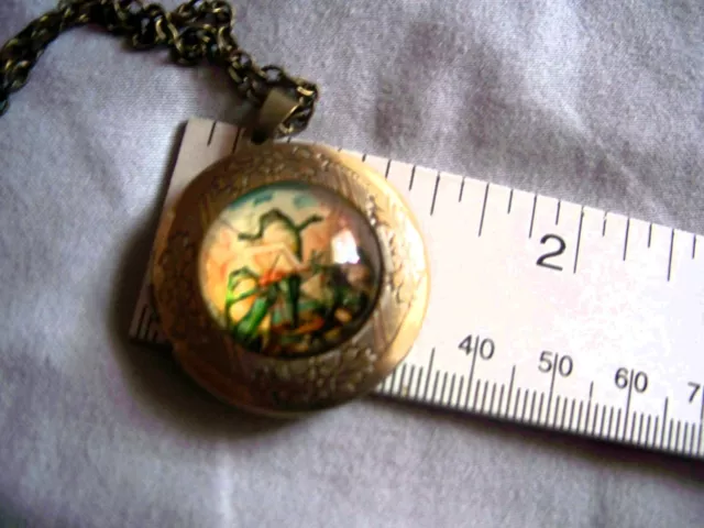 Odd Jewlery Necklace Frog Orchestra Locket 1 1/4" Bronze