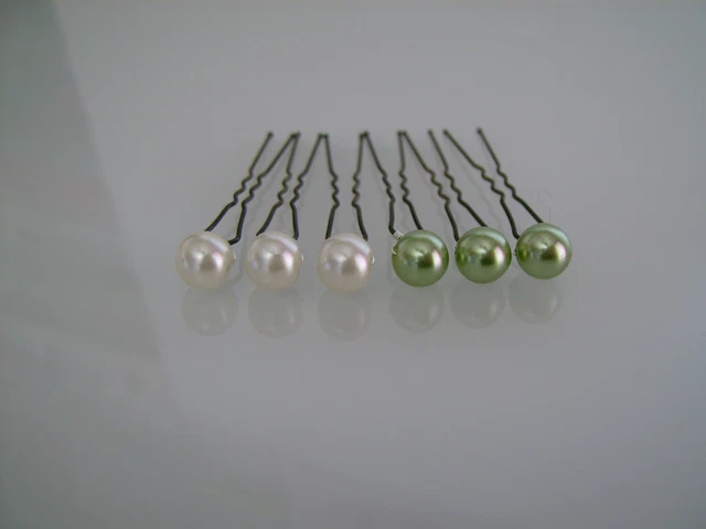 Lot De 10 Pics à Cheveux / épingles à Bijoux - Blanc Et Turquoise - Pour Mariée Ou Mariage - Neuf Avec étiquettes