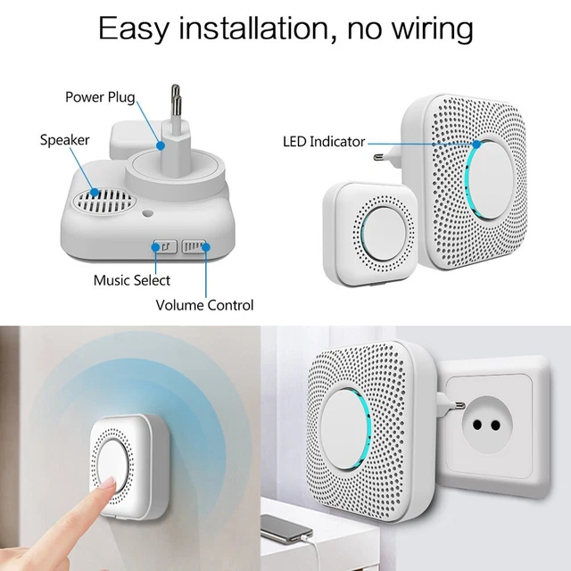 Household wireless plug-type doorbell AC digital music wireless doorbell 1-to-1