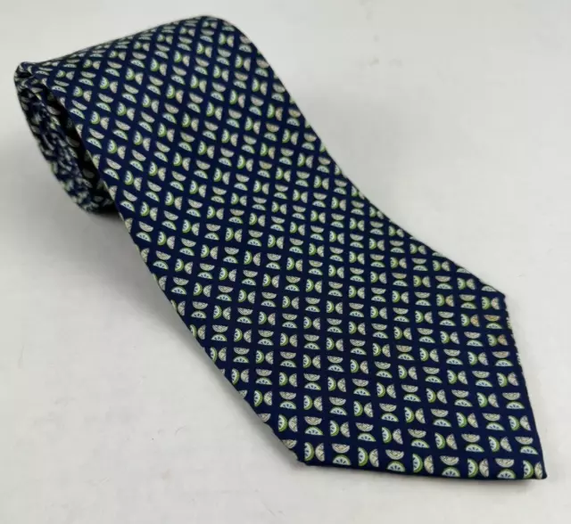 Salvatore Ferragamo Neck Tie Men's Silk Navy Citrus Limes Lemons Whimsical 58 In