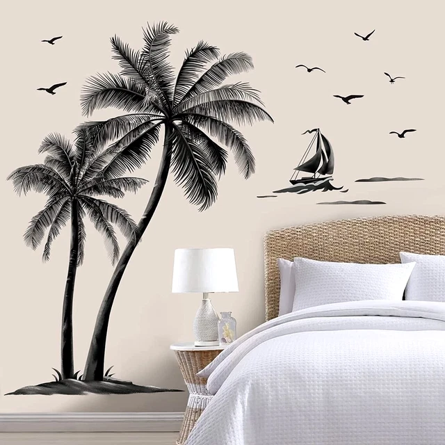 Wall Sticker Large Palm Tree Decal Birds Vinyl Mural Art Home Living Room Decor