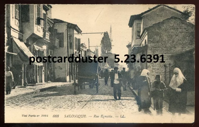 GREECE Salonique/ Thessaloniki Postcard 1910s Egnatia Street Stores