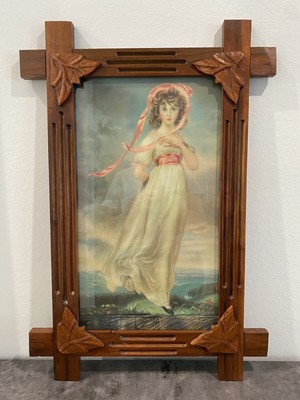 Vintage PINKIE Thomas Lawrence Girl Painting Lady Decor Tramp Art Print Frame Lg