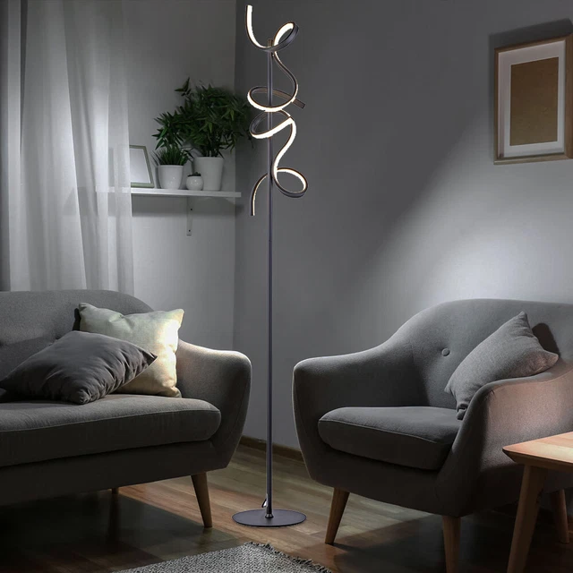 Lampada da terra moderna nera con LED dimmerabile a 3 livelli - Twirl