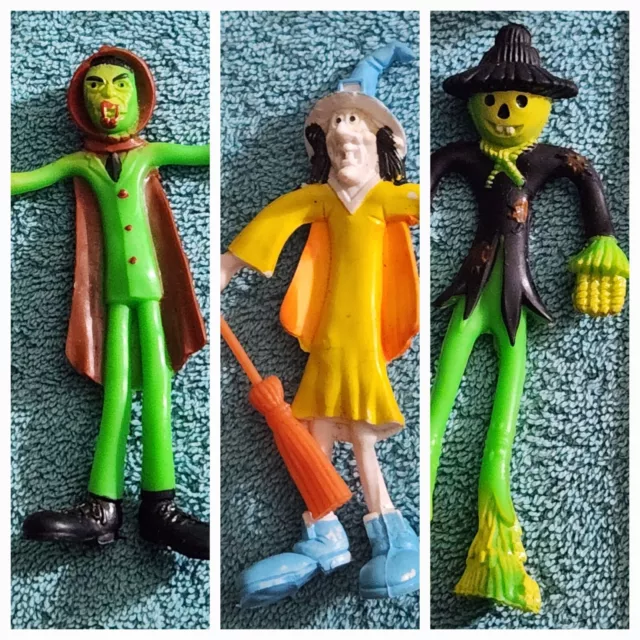 Halloween Creeps Bendie Lot Scarecrow Witch Vampire Toy Figure Hong Kong. D1
