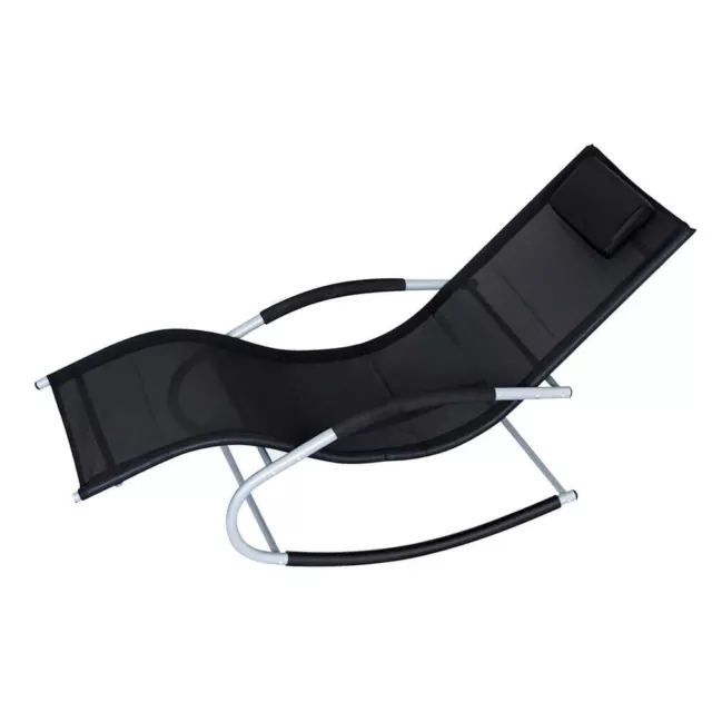 BLACK ROCKING SUN Lounger Outdoor Folding Orb Chair Moon Rocker Garden Patio 55.88 PicClick UK