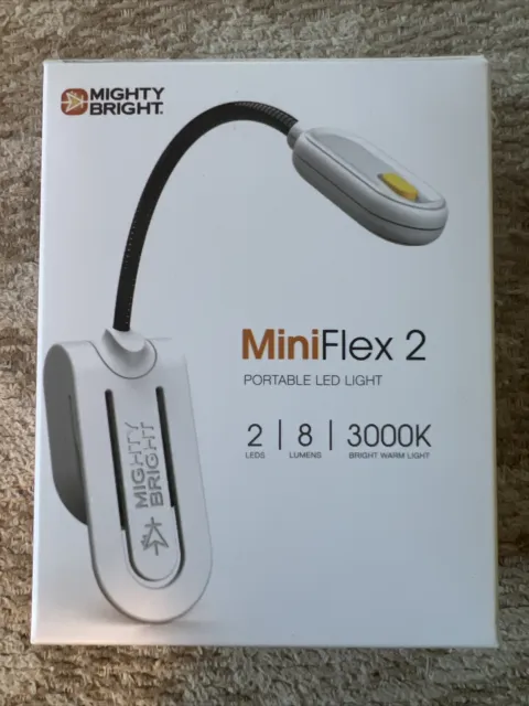 New Mighty Bright MiniFlex 2 Portable LED Light with Clip Back 8 Lumens 3000K