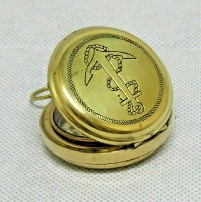Vintage Nautical Brass 2" Push Button Marine Maritime Pocket Compass Directional