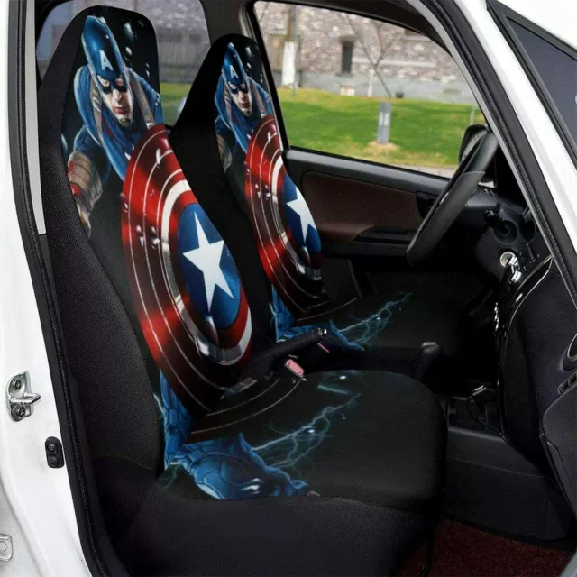 Captain America Car Seat Covers 2PCS Universal Fit Pickup Truck Seat Protectors