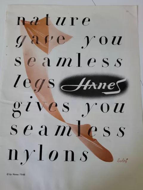 1946 Hanes nylons hosiery stockings legs vintage Bobri fashion art ad
