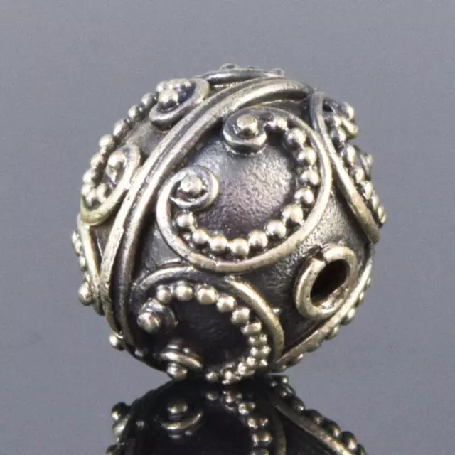 12.20mm Solid 925 Sterling Silver Bali Granulation Bead Handmade 2.35 g