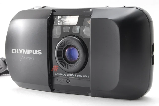 [Near MINT] Olympus μ mju Black 35mm Point & Shoot Film Camera From JAPAN